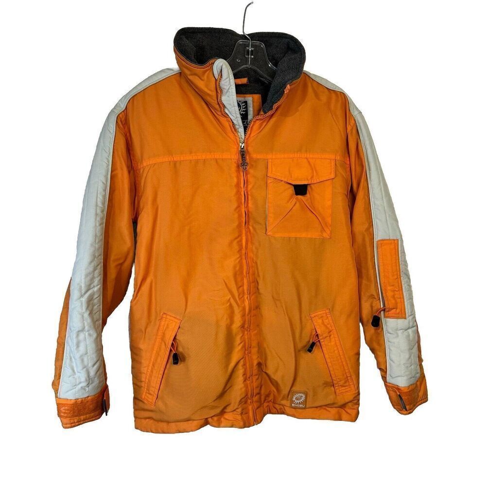 Snozu Performance Women's Size Large Jacket Orange Fleece Lined Hooded Coat EUC